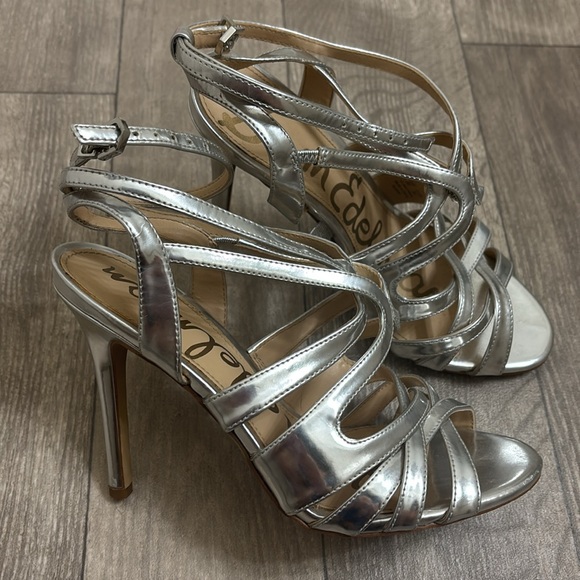 Silver Sam Edelman strappy heels 6 - Picture 2 of 14